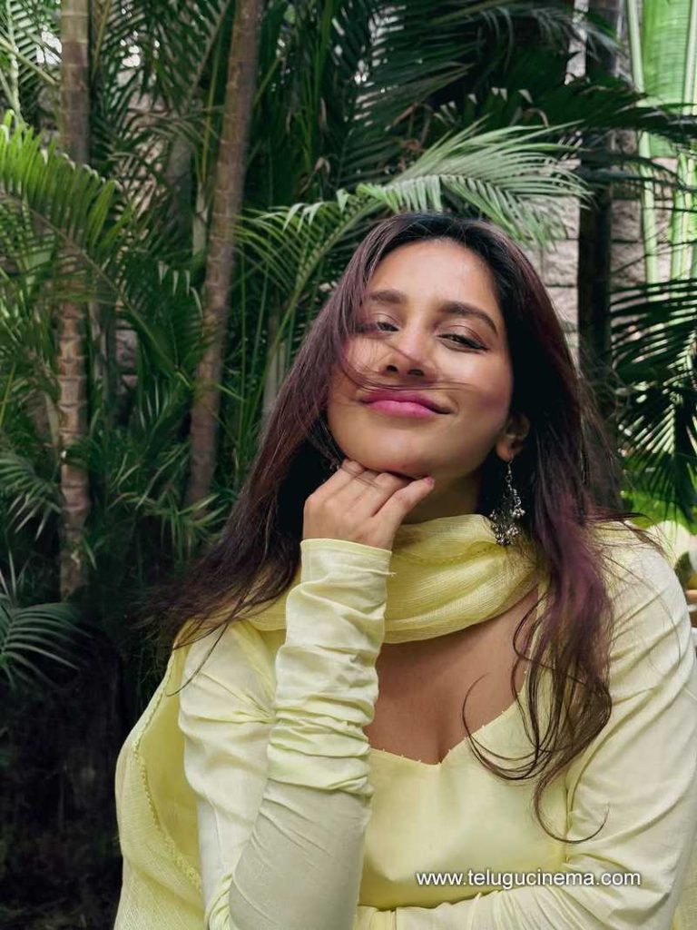 Nabha Natesh in a yellow chudidhar