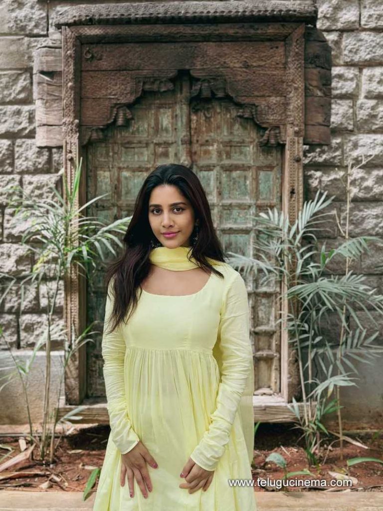 Nabha Natesh in a yellow chudidhar