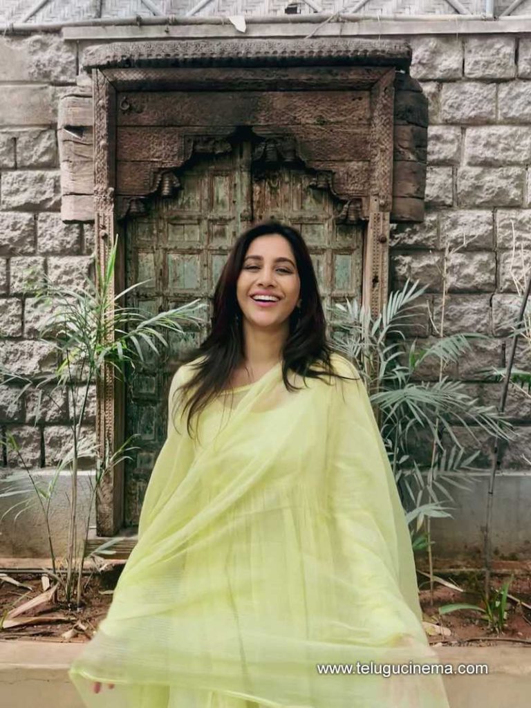 Nabha Natesh in a yellow chudidhar