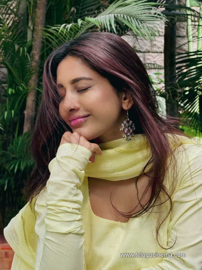 Nabha Natesh in a yellow chudidhar