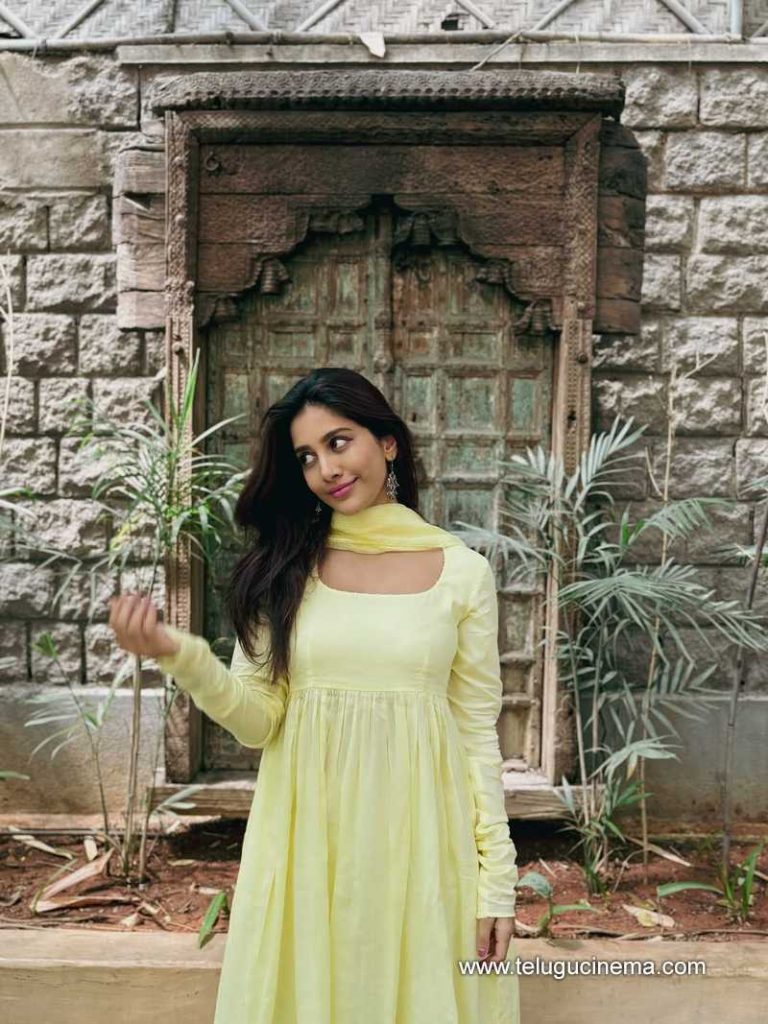 Nabha Natesh in a yellow chudidhar