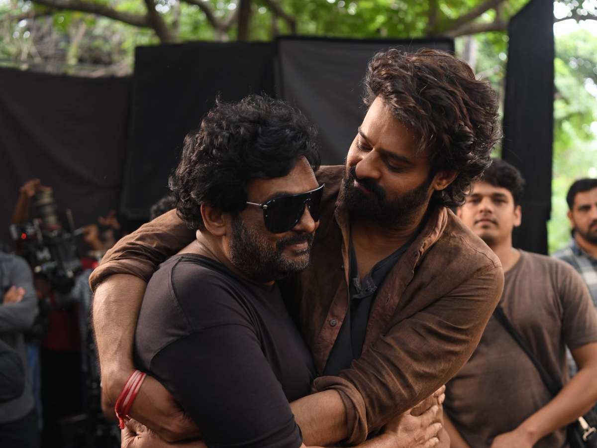 Prabhas welcomes puri jagannadh on ‘the Raja saab’ sets Prabhas welcomes puri jagannadh on ‘the Raja saab’ sets